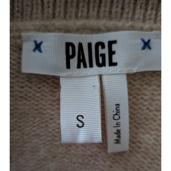 Women's PAIGE Beige Cutout Turtleneck Wool Blend Sweater S - Picture 11 of 13